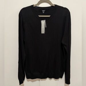 Merino Wool Blend Black V-neck Apt.9 Sweater L Classic New With Tags Soft Lux